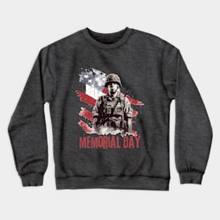 Memorial Day American Soldier with Star Spangled Banner Crewneck Sweatshirt